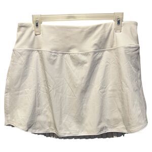 Baleaf White Mini Tennis Stretch Skirt Size XLarge Pleated Back Zip Pocket UPF